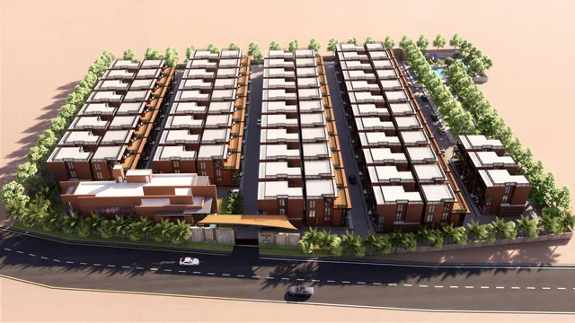 HPR Avani aerial view of 83 row villas on a 4.25-acre site at Kannuru