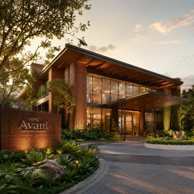 HPR Avani villa front elevation showing brick-clad facade